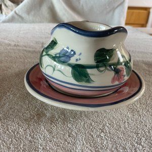 Vintage Gail Pittman gravy pitcher and plate